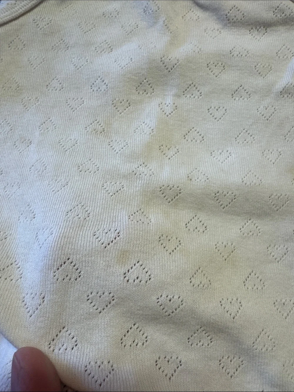 Girls Cream Heart Eyelet Tank Top
